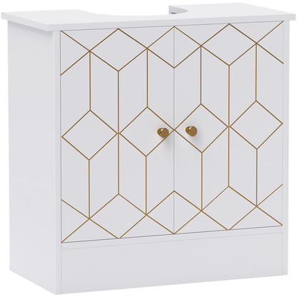 Verado Under Sink Bathroom Storage Cabinet With Adjustable Shelves And Open Compartment White