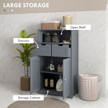 Tono 3 Section Bathroom Storage Unit With Shelves Drawers And Cupboard Grey