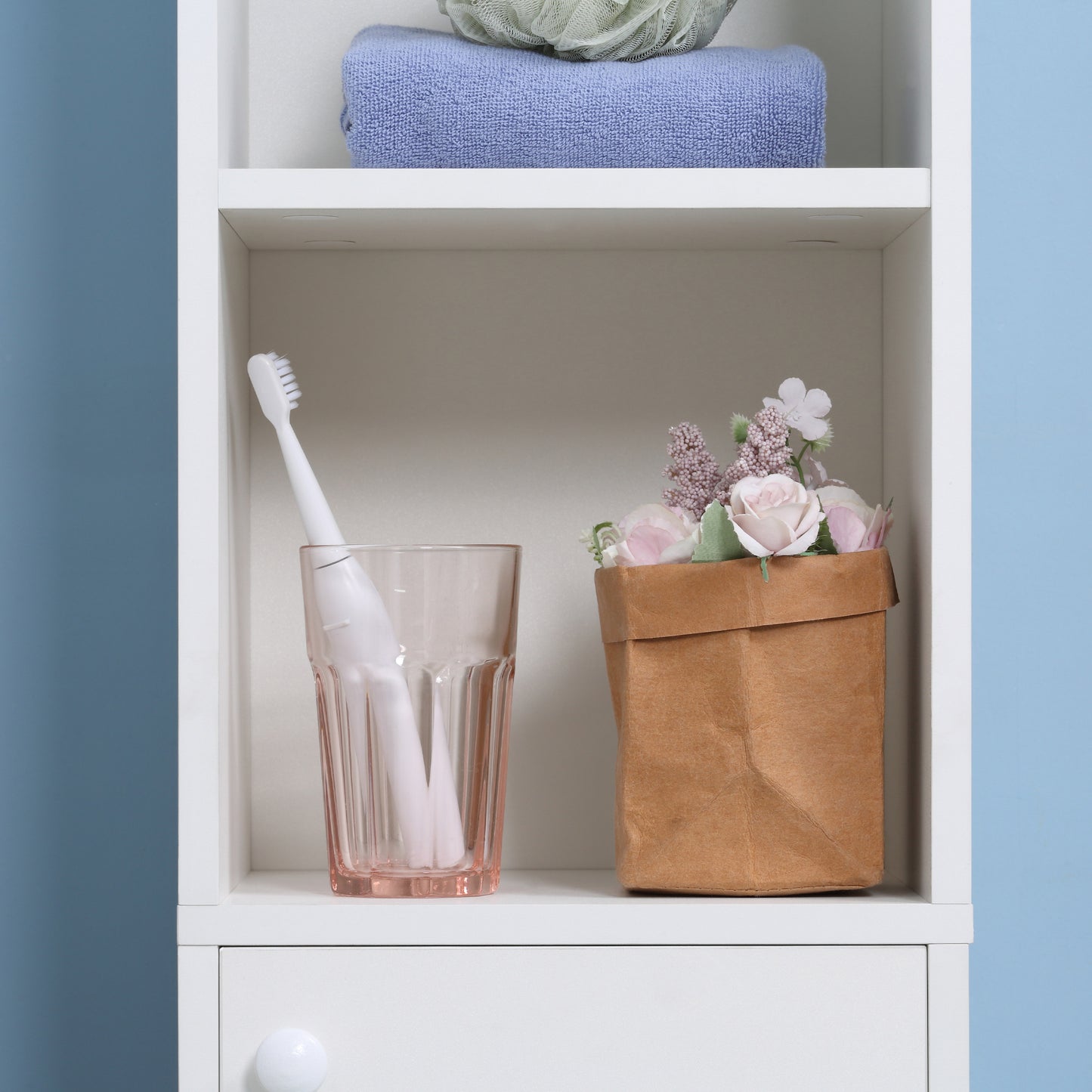 Marila Miro Narrow Tall Bathroom Cabinet With Mirror Adjustable Shelves And Double Doors White